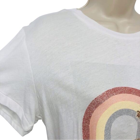 NWT Wildfox White Rainbow Coast KeKe T Shirt Graphic Print Relaxed Fit Baby Soft - Picture 12 of 16
